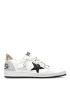 Golden Goose Ballstar Leather Upper And Toe Glitter Star And Heel Suede Spur Shoes In Blanco