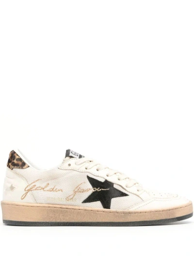 Golden Goose Super-star Leather Sneakers With Glitter Star In Brown