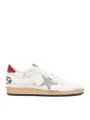 Golden Goose White And Red Leather Ballstar Sneakers In White