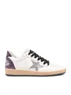 Golden Goose Leather Sneakers With Glitter And Star Patch In White