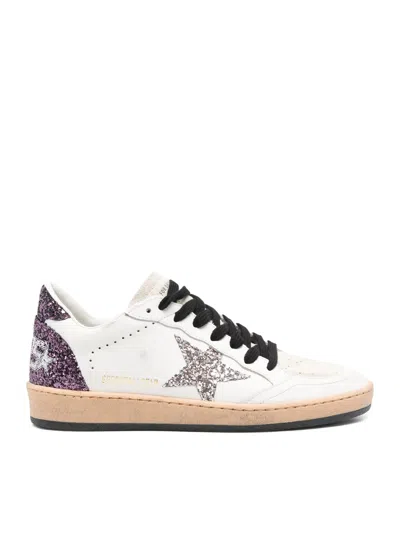 GOLDEN GOOSE BALL-STAR SNEAKERS IN NAPPA AND GLITTER