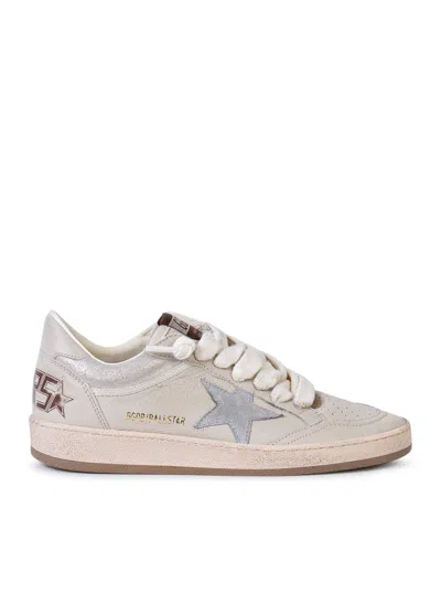 Golden Goose Ball-star Sneakers In Nappa Leather With Glitter Inserts In Nude