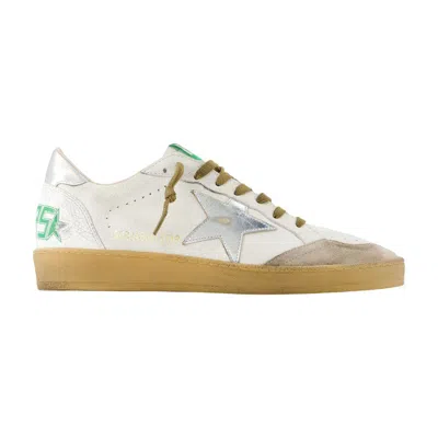 Golden Goose Deluxe Brand Men Ball-star Sneakers In White Leather With Silver Star In Multi