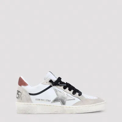 Golden Goose Ball Star Leather Upper Suede Toe And Spur Laminated Star Waxed Suede Heel Sneakers White