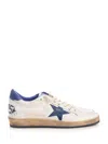 Golden Goose Ball Star Sneakers In White Nappa Leather With Light Blue Laminated Leather Star And Heel Tab