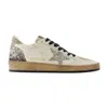 Golden Goose Nappa Leather Sneakers With Silver Glitter Star Accents In White