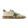 Golden Goose Ball Star Distressed Finish Leather Sneaker With Graffiti Print Shoes In White