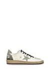 Golden Goose Ballstar White Low Top Sneakers With Glittered Star Patch On The Side And Glittered Heel With Logo L In White