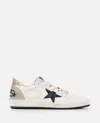 Golden Goose Ballstar Leather Upper And Toe Glitter Star And Heel Suede Spur Shoes In White