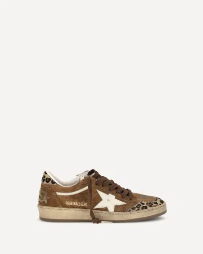 Golden Goose Ballstar Sneakers With Leopard-print Pony Insert In Brown
