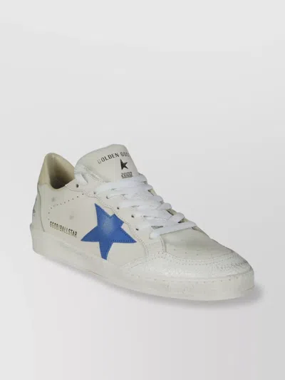 Golden Goose Ballstar Sneakers With Perforated Star Design In White/bluette/wood Ash