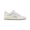 Golden Goose Ball-star White Leather Sneakers With Silver Star And Heel