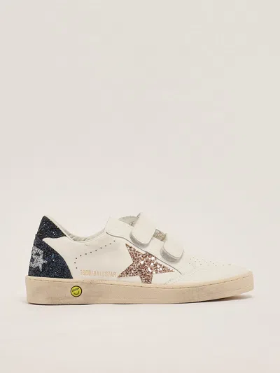 Golden Goose Kids' Ballstar Strap Sneaker In Bianco-oro