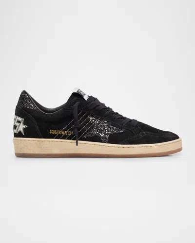 GOLDEN GOOSE BALLSTAR SUEDE GLITTER LOW-TOP SNEAKERS