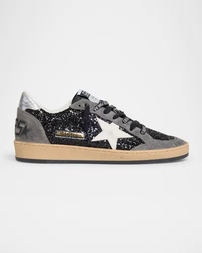Golden Goose Ballstar Suede Glitter Low-top Sneakers In Blackgreyw