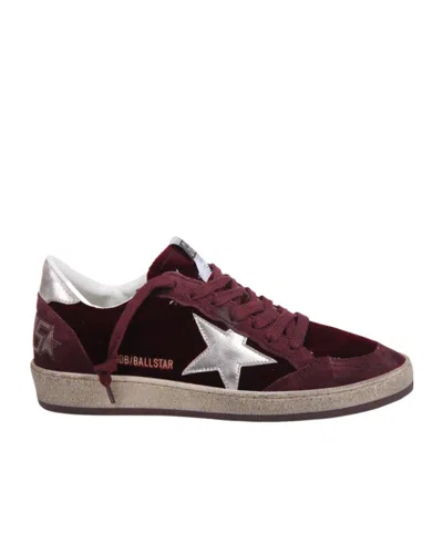 Golden Goose Ball Star Sneakers In Bordeaux Velvet In Burgundy