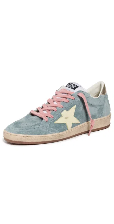 GOLDEN GOOSE BALLSTAR SUEDE SNEAKERS SILVER BLUE/LIGHT YELLOW/PLATINUM