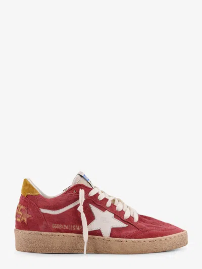 Golden Goose Ballstar Suede Sneakers With Side Logo In Red