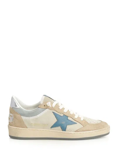 Golden Goose Ballstar Suede Upper Toe And Spur Nappa Star Laminated Heel Sneakers Beige In Neutral