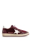 Golden Goose Ballstar Velvet Upper Suede Toe And Spur Laminated Star And Heel Sneakers Red