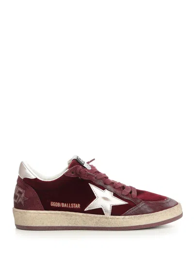 Golden Goose Ballstar Velvet Upper Suede Toe And Spur Laminated Star And Heel Sneakers Red