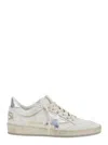 Golden Goose Ballstar White Low Top Sneakers With Laminated Star Patch On The Side And Laminated Heel With Logo L In Neutral