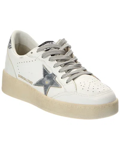 Golden Goose Ballstar2 Glitter Leather Sneaker In White
