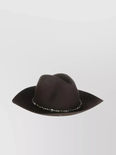 Golden Goose Band Trimmed Felt Fedora With Wide Brim In Black