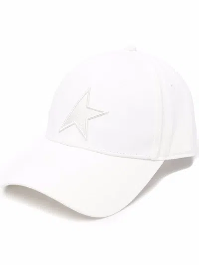 Golden Goose Baseball Cap Tone-on-tone Star Paint Stitch Round Visor Adjustable Back Closure 100% Co In Bianco