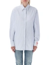 Golden Goose Button-down Blouse With Vertical Pinstripe In White