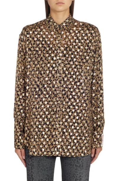Golden Goose Batilda Shimmer Dot Fil Coupé Blouse In Brown