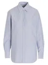Golden Goose Striped Embroidered Shirt With Collared Cuffs In Blue