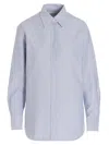 Golden Goose Striped Embroidered Shirt With Collared Cuffs In Pattern