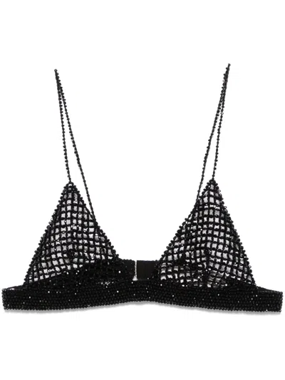 Golden Goose Beaded Crochet Bra Top In Black