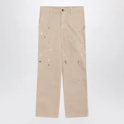 Golden Goose Beige Trousers With Splatter Details In Neutral