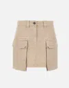 Golden Goose Worker Cotton Asymmetrical Mini Skirt In Beige