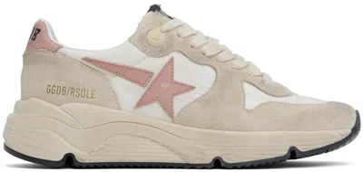 Golden Goose Beige & Off-white Running Sole Sneakers In Seedpearl/ice/ash Ro
