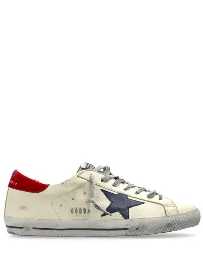 Golden Goose Beige And Red Leather Super-star Trainers In White