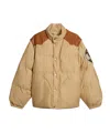 Golden Goose Beige Bomber Jacket With Leather And Patch Details In Brown