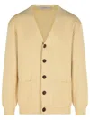 Golden Goose Beige Cotton Blend Cardigan With Textured Knit And Relaxed Fit In Neutral