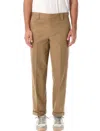 Golden Goose Khaki Beige Cotton Blend Trousers In Beige