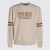 Golden Goose Journey Ms Crew Neck Sweatshirt Reverse Side Cotton Fleece With Print In Neutral