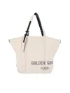 Golden Goose Beige Cotton Tote With Leather Accents In White