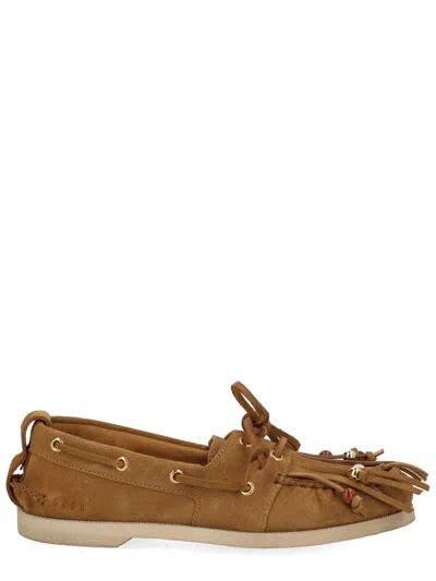 Golden Goose Beige Cow Leather Loafers In Brown