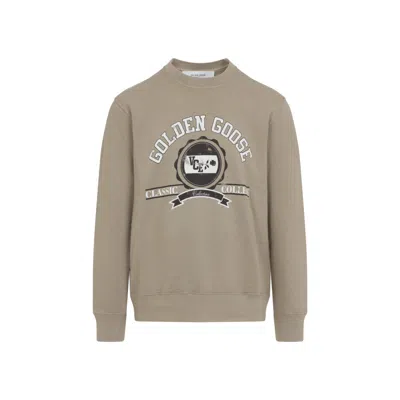 GOLDEN GOOSE BEIGE CREWNECK PRINTED SWEATSHIRT
