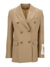 GOLDEN GOOSE BEIGE DOUBLE-BREASTED BLAZER IN VIRGIN WOOL