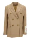 GOLDEN GOOSE BEIGE DOUBLE-BREASTED BLAZER IN VIRGIN WOOL WOMAN