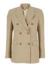 Golden Goose Beige Double-breasted Blazer With Peak Revers In Wool Woman