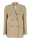 Golden Goose Beige Double-breasted Blazer With Peak Revers In Wool Woman