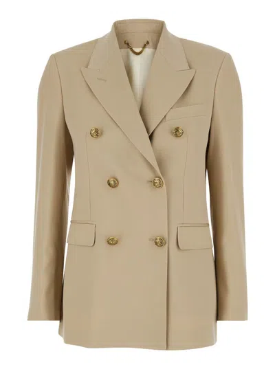 GOLDEN GOOSE BEIGE DOUBLE-BREASTED BLAZER WITH PEAK REVERS